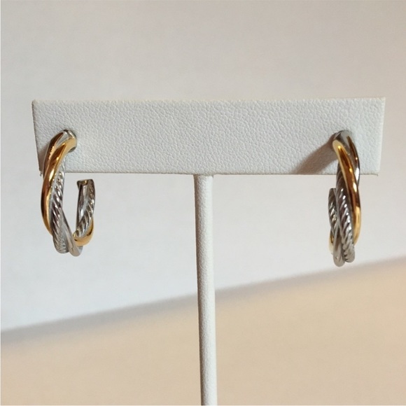 Stainless Steel and Gold Twist Earrings - Picture 4 of 4